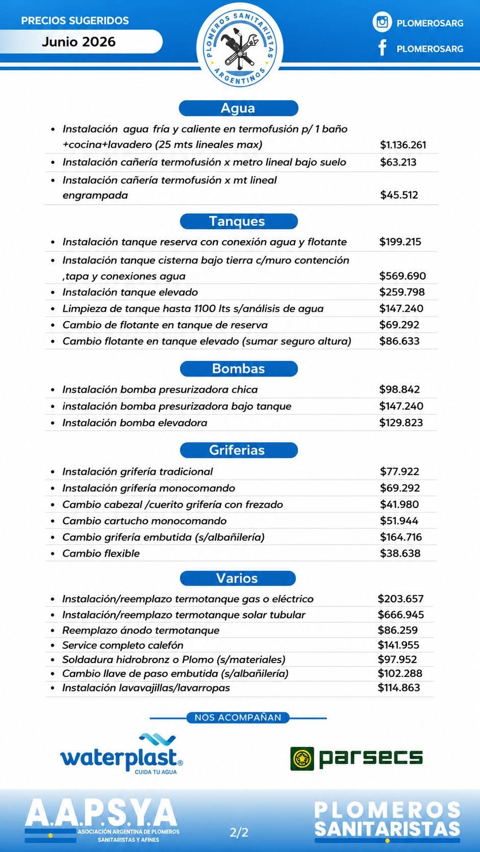 Listado de precios recomendado Junio 2026 - p&aacute;gina 2