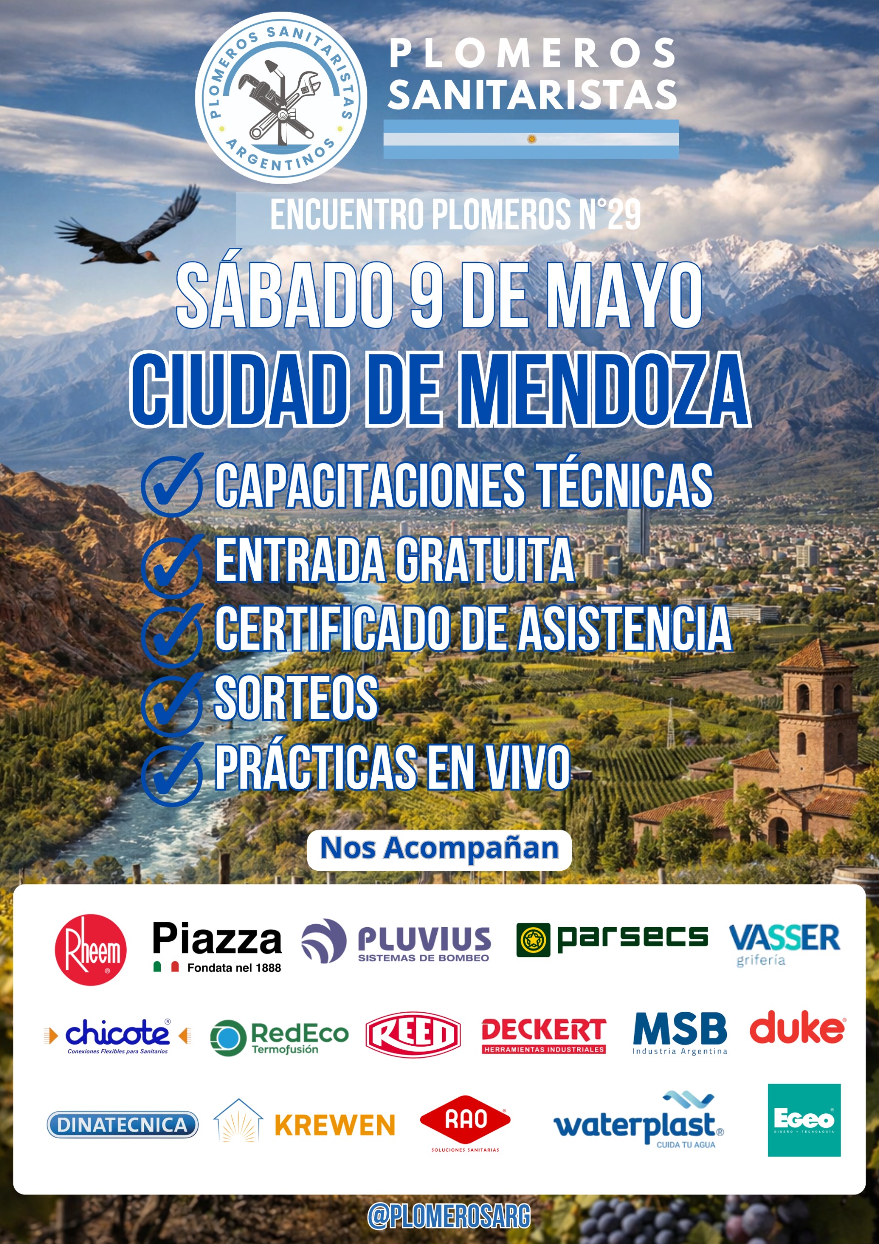 Afiche del encuentro de plomeros en Mendoza del 9 de mayo